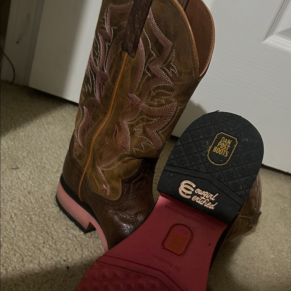 Dan Post Western Boots with Brown and Pink Design